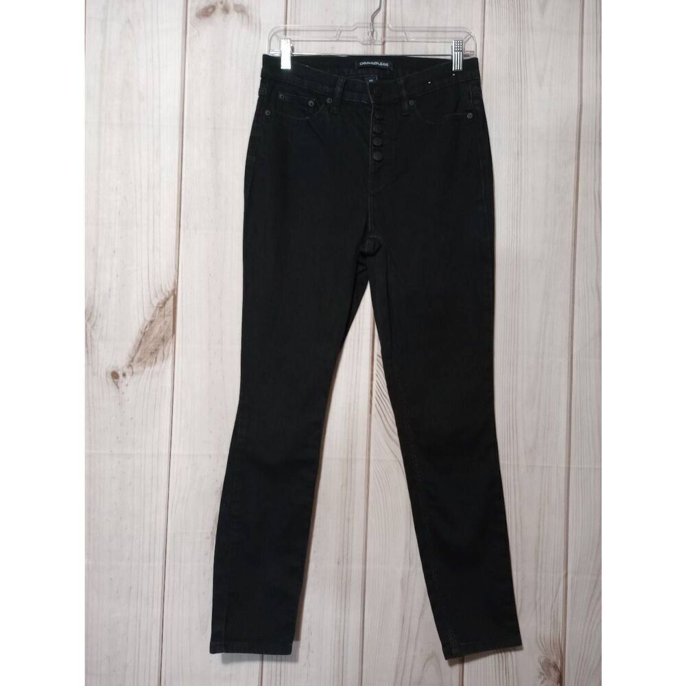 Calvin Klein Jeans Ladies 8 Skinny High Rise Button Fly Black‎ Biker